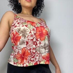 Kechika Women’s 14 Vintage Hawaiian Style Floral Tank Top Stretch Sleeveless